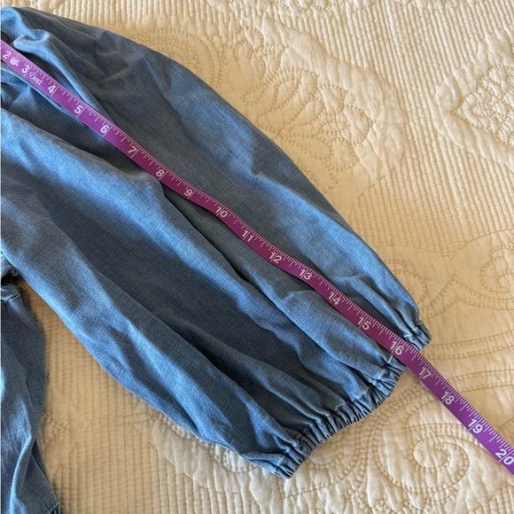 EXPRESS blue chambray boho mini dress women's M - Picture 4 of 8